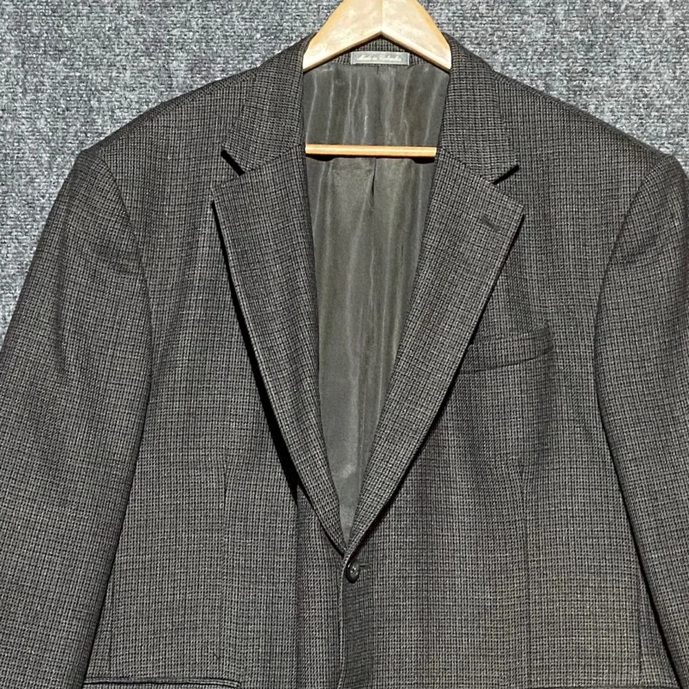 Oscar De La Renta Mens‎ Gray Patterned Wool Sport Coat Blazer Jacket Size 48R